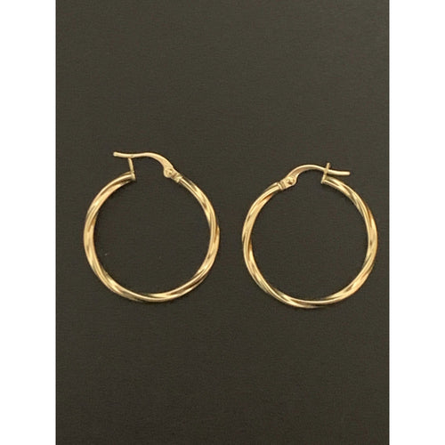 18K Gold Earrings Hoops Loops Twist 1.27 grams - Rafant