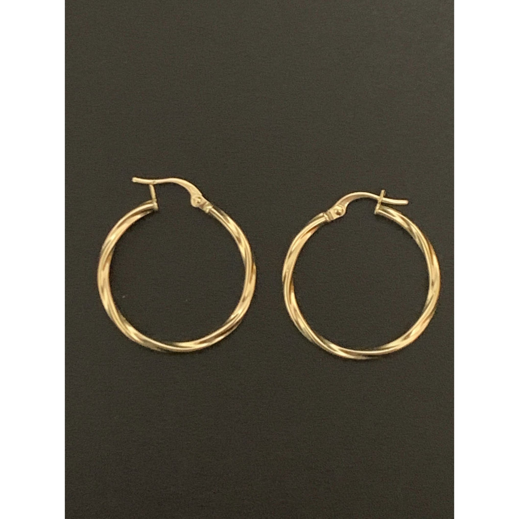 18K Gold Earrings Hoops Loops Twist 1.27 grams - Rafant