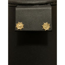 Load image into Gallery viewer, 18K Gold Earrings Stud Wheels Anchor 1.01 grams - Rafant
