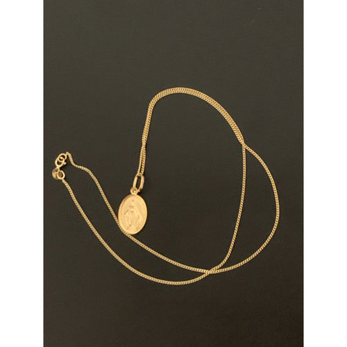 18K Gold Necklace Chain 17.50 inches with Mother Mary Pendant 1.66 grams - Rafant