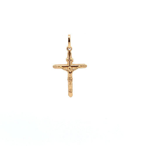 18K Yellow Gold Pendant Cross Jesus Christ 1.20 grams - Rafant