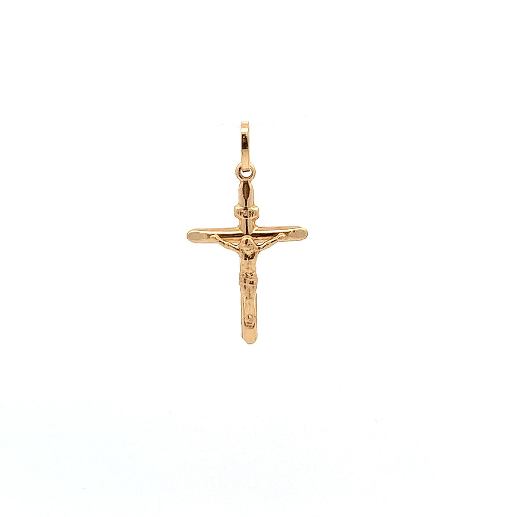 18K Yellow Gold Pendant Cross Jesus Christ 1.20 grams - Rafant