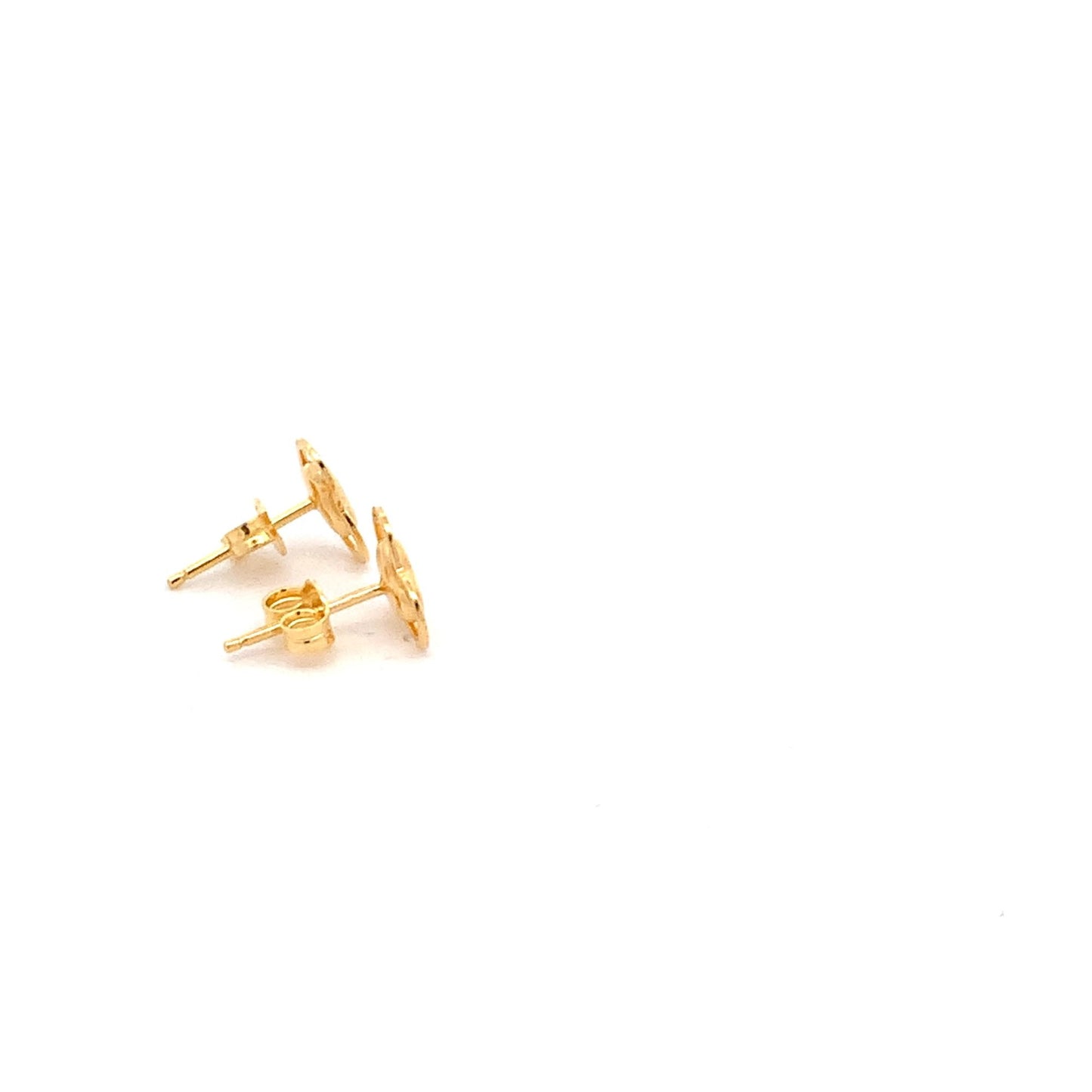 18K Yellow Gold Earrings Heart Stud 1.16 grams - Rafant