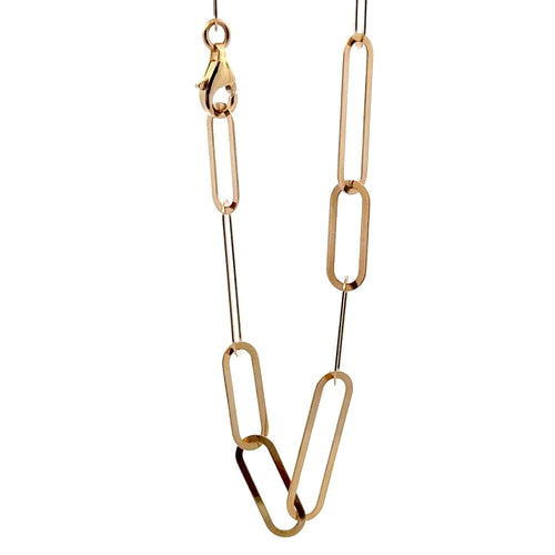 18K Gold Bracelet Paperclips Chain Link Size 7.25 inches Fine Jewelry - Rafant
