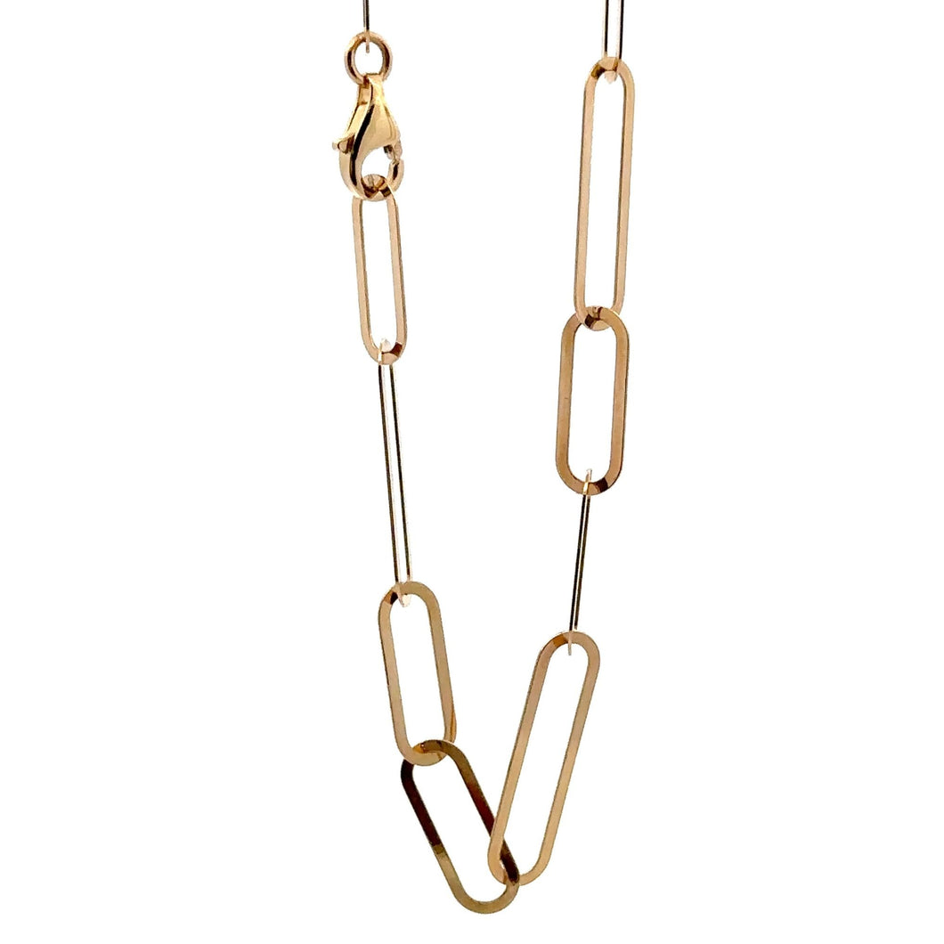 18K Gold Bracelet Paperclips Chain Link Size 7.25 inches Fine Jewelry - Rafant