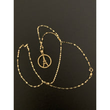 Load image into Gallery viewer, 18K Gold Necklace Chain 17.75&quot; with Round Circle Eiffel Tower Pendant - Rafant
