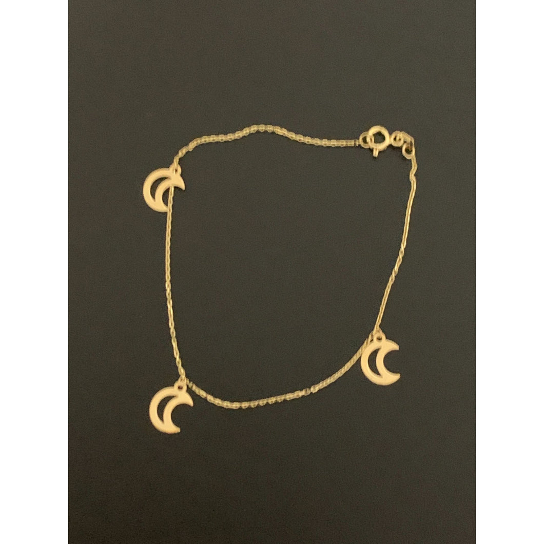 18K Gold Bracelet with Half Moon Charms 7.5