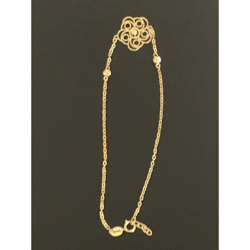 18K Gold Bracelet Flower Charm Size 7 inches 1.20 grams - Rafant