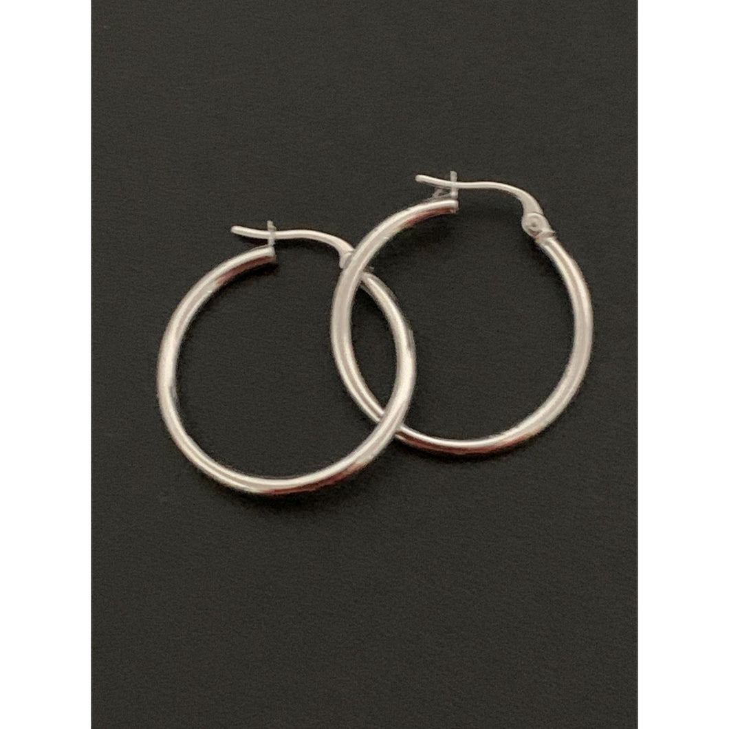 18K White Gold Earrings Hoops Loops - Rafant