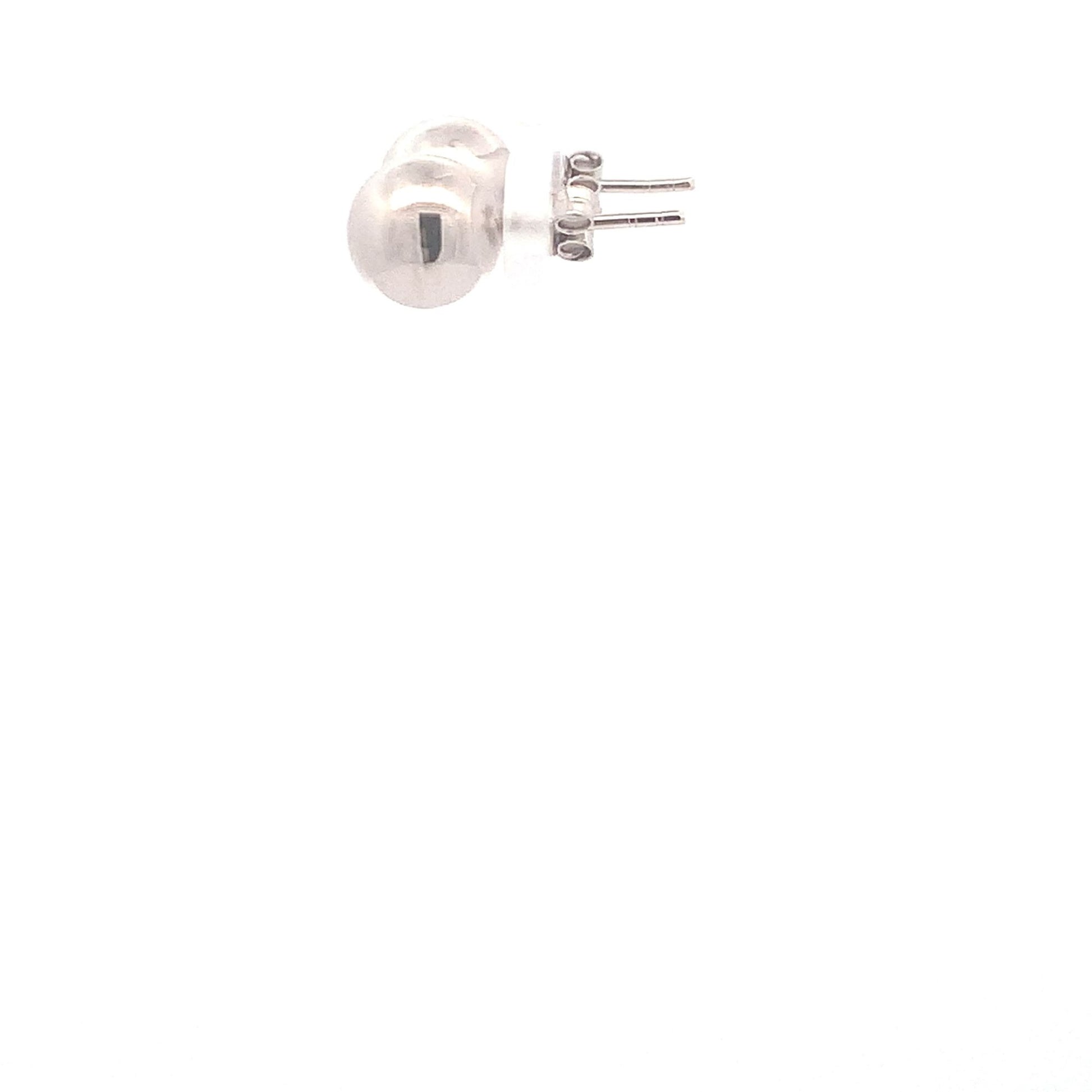 18K White Gold Earrings Stud Balls Polished 1.63 grams - Rafant