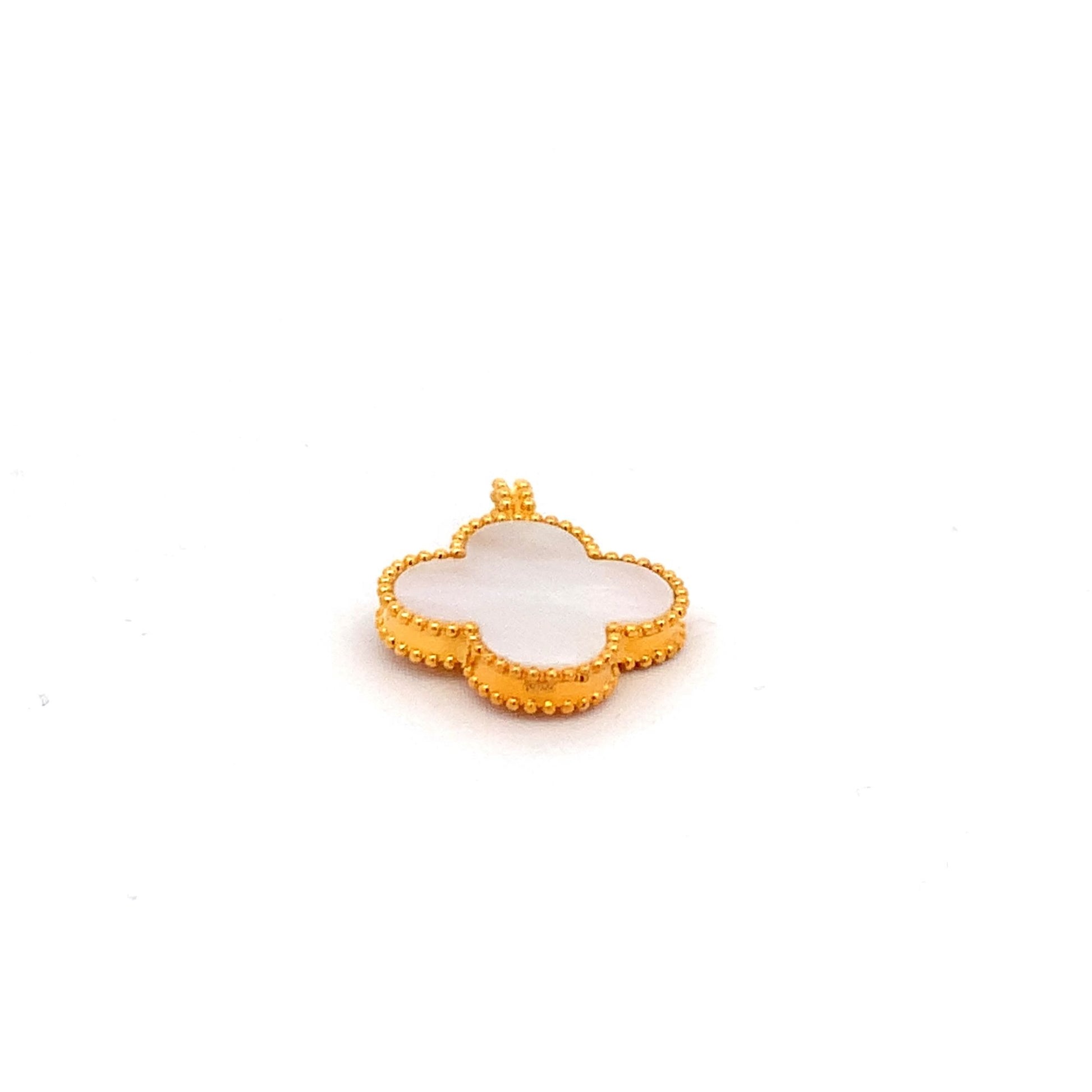 18K Yellow Gold Pendant Mother of Pearl Good Luck Charm 1.19 grams - Rafant