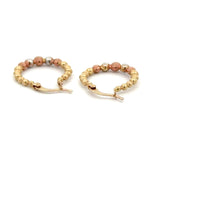 Load image into Gallery viewer, 18K Gold Earrings Hoops Beads Tricolor 1.14 grams Small - Rafant
