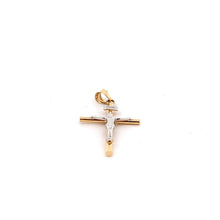 Load image into Gallery viewer, 18K Gold Pendant Cross Religious White Yellow Gold 1.17 grams Jesus Christ - Rafant
