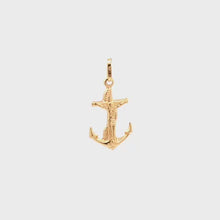 Load and play video in Gallery viewer, 18K Yellow Gold Pendant Anchor  Religious Jesus Christ Cross
