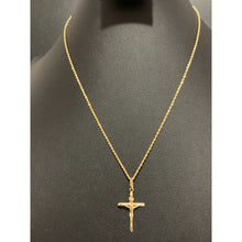 Load image into Gallery viewer, 18K Gold Necklace Chain 17.50 inches with Cross Pendant 1.57 grams - Rafant
