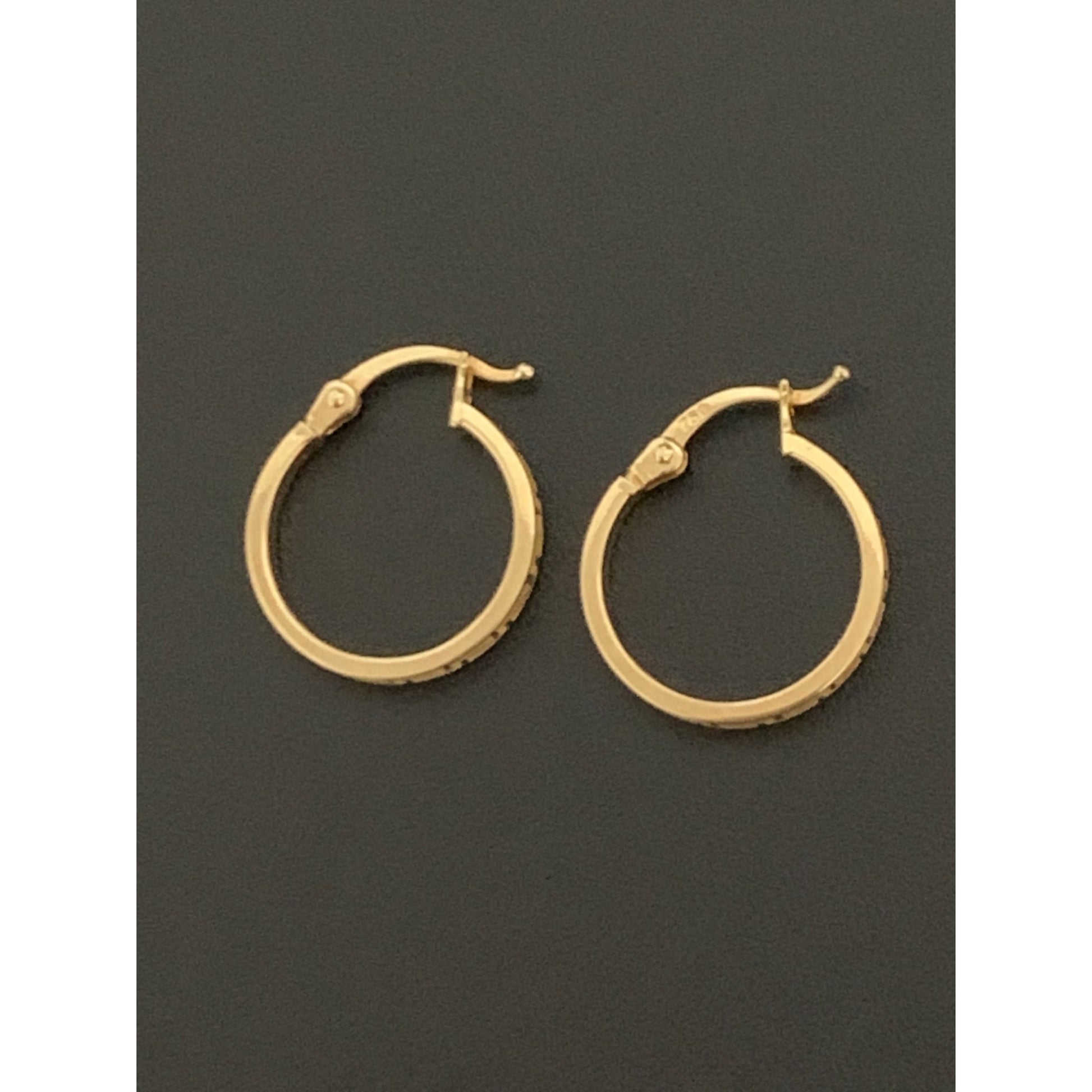 18K Gold Earrings Hoops Loops Small 1.58 grams - Rafant
