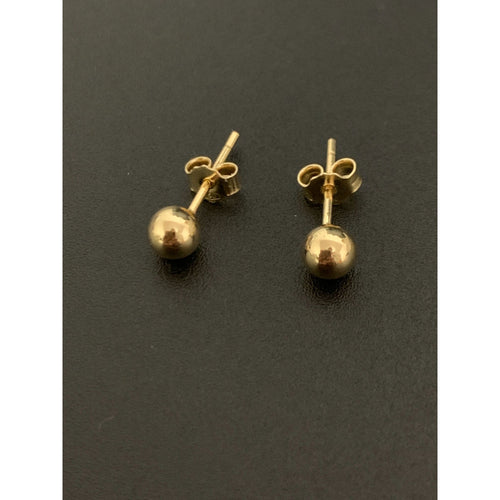 18K Gold Earrings Stud Balls Polished Small 1.26 grams - Rafant