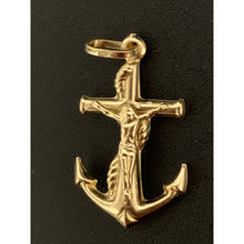 Load image into Gallery viewer, 18K Gold Pendant Anchor Cross Jesus Christ 1.73 grams - Rafant
