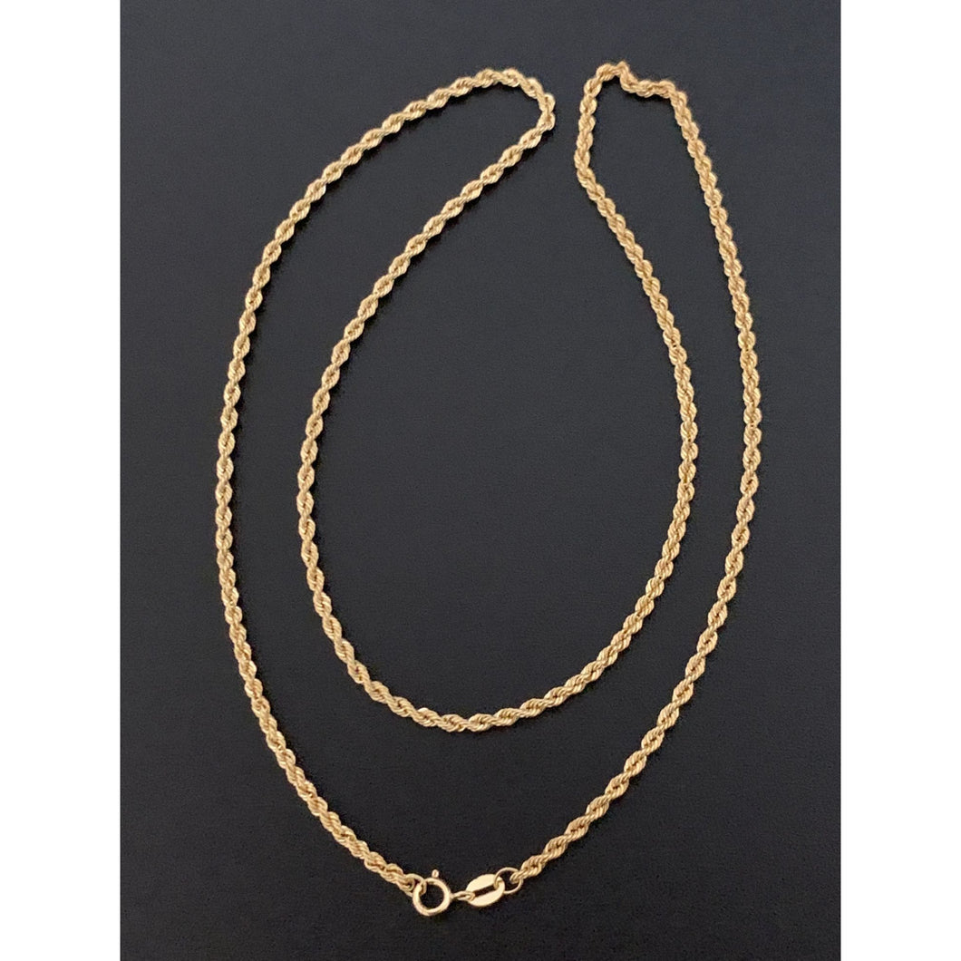 18K Gold Necklace Rope Chain 17.75 inches 1.87 grams - Rafant