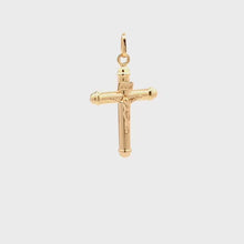 Load and play video in Gallery viewer, 18K Yellow Gold Pendant Cross Jesus Christ Religious 1.67 grams
