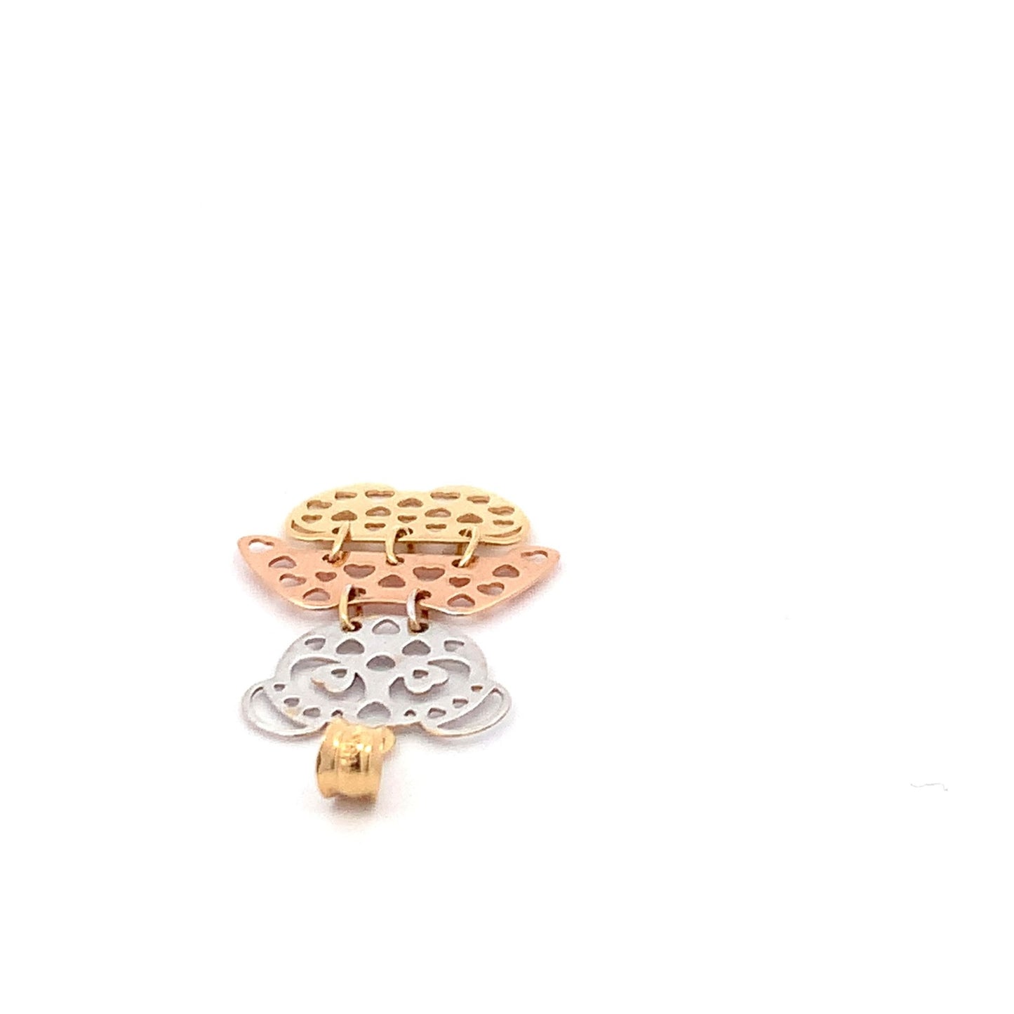 18K Gold Pendant Tricolor White Yellow Rose Gold 1.75 grams - Rafant