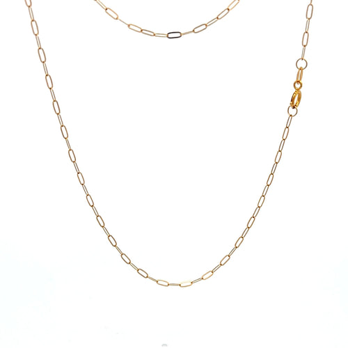 18K Gold Necklace Chain 20 inches Paperclip 0.80 grams - Rafant