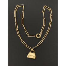 Load image into Gallery viewer, 18K Gold Necklace Chain 16 inches Paperclip and Bag Pendant 6.58 grams - Rafant
