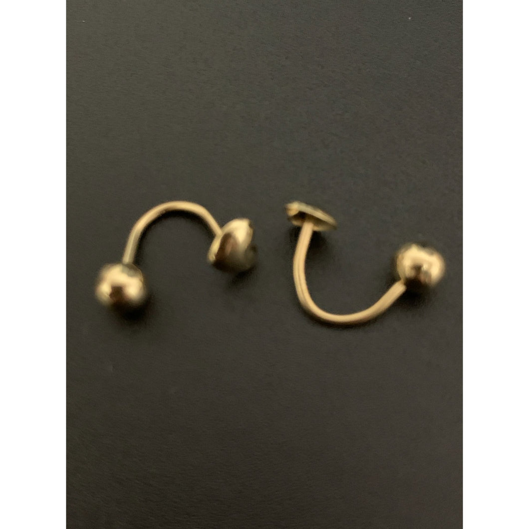 18K Gold Earrings Cuff Heart Ball Pendant 1.27 grams - Rafant