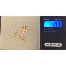 Load image into Gallery viewer, 18K Saudi Gold Necklace Box Chain 17.75&quot; with Cross Pendant 1.41 grams - Rafant
