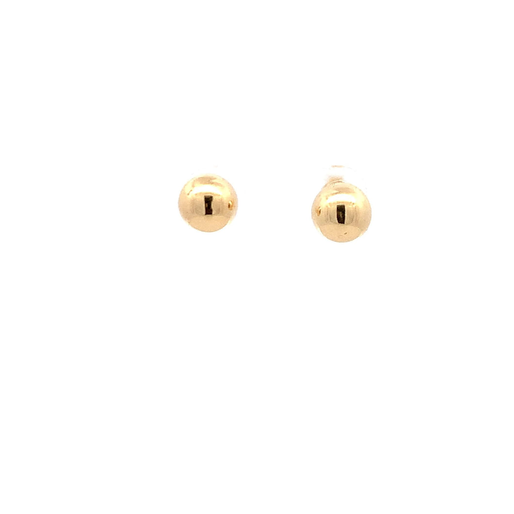 18K Yellow Gold Earrings Stud Ball Polished 1.32 grams - Rafant