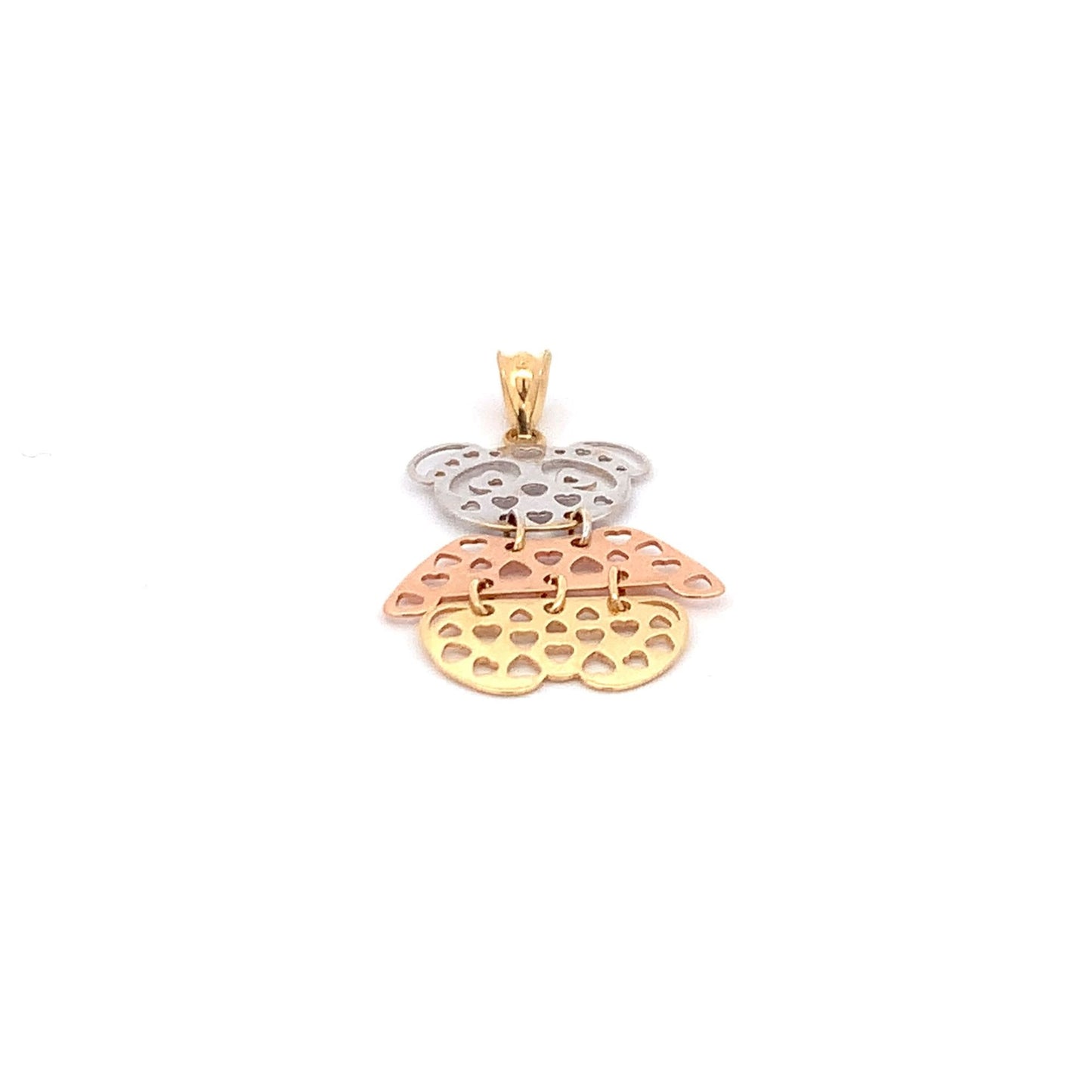 18K Gold Pendant Tricolor White Yellow Rose Gold 1.75 grams - Rafant