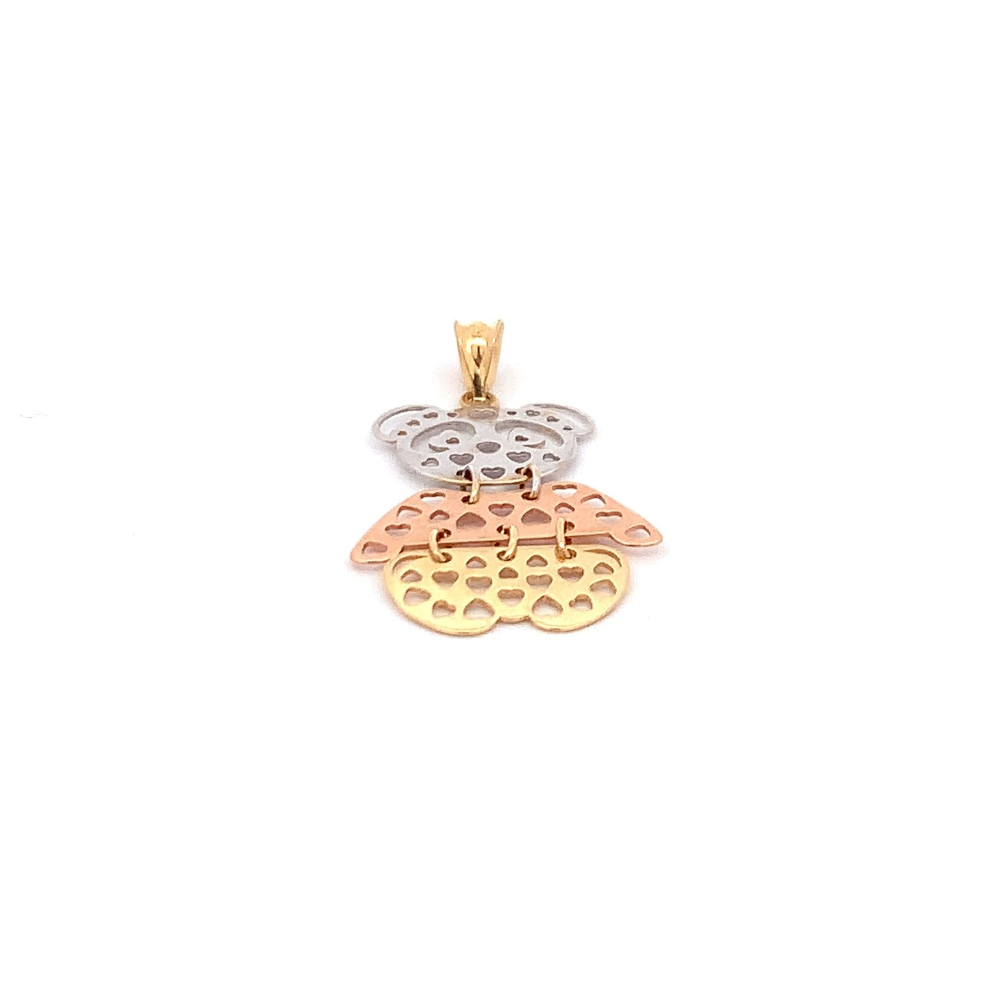 18K Gold Pendant Tricolor White Yellow Rose Gold 1.75 grams - Rafant
