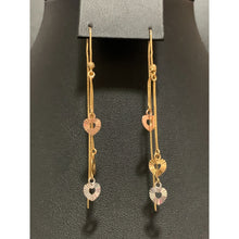 Load image into Gallery viewer, 18K Gold Earrings Dangle Threader  Hearts 3.03 grams Tricolor - Rafant
