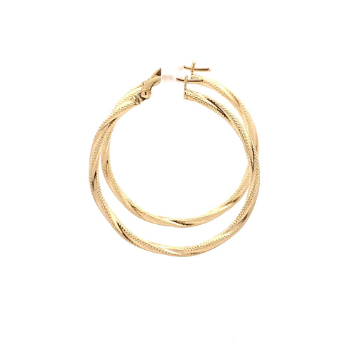 18K Yellow Gold Earrings Hoops Spiral 1.52 grams - Rafant