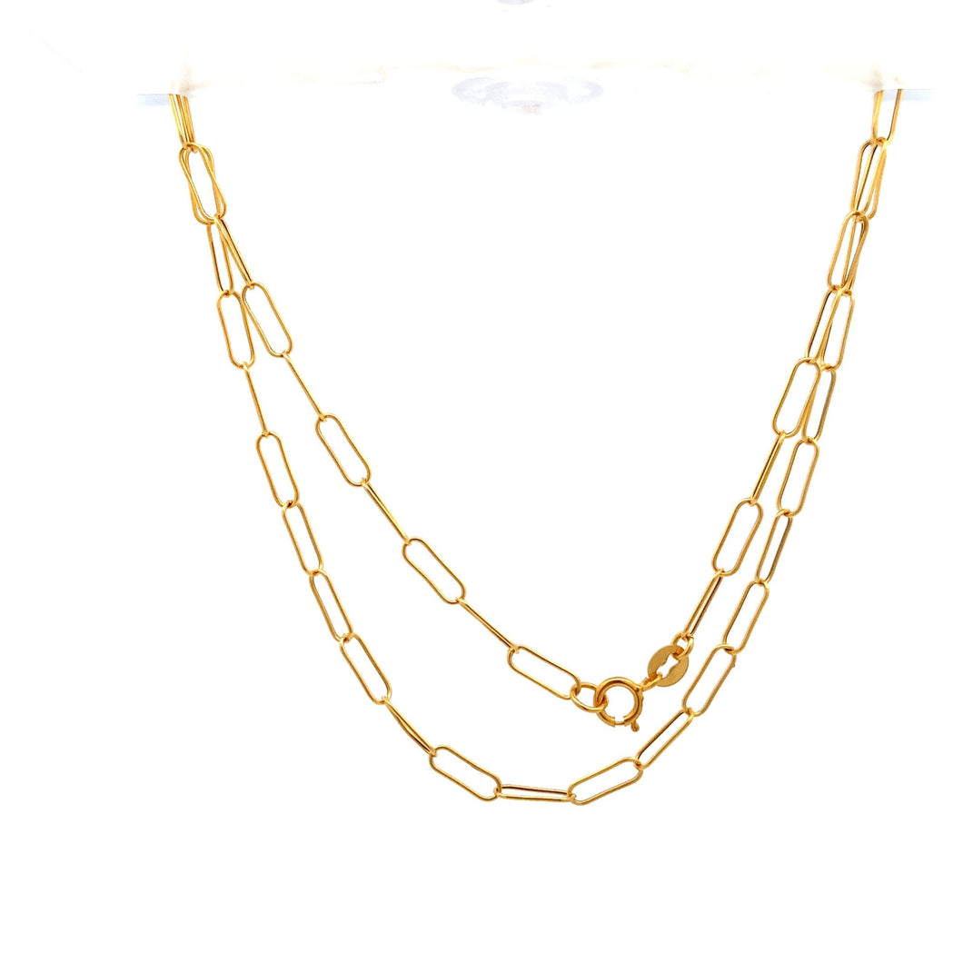 18K Yellow Gold Necklace Chain Paperclip Size 18 inches - Rafant