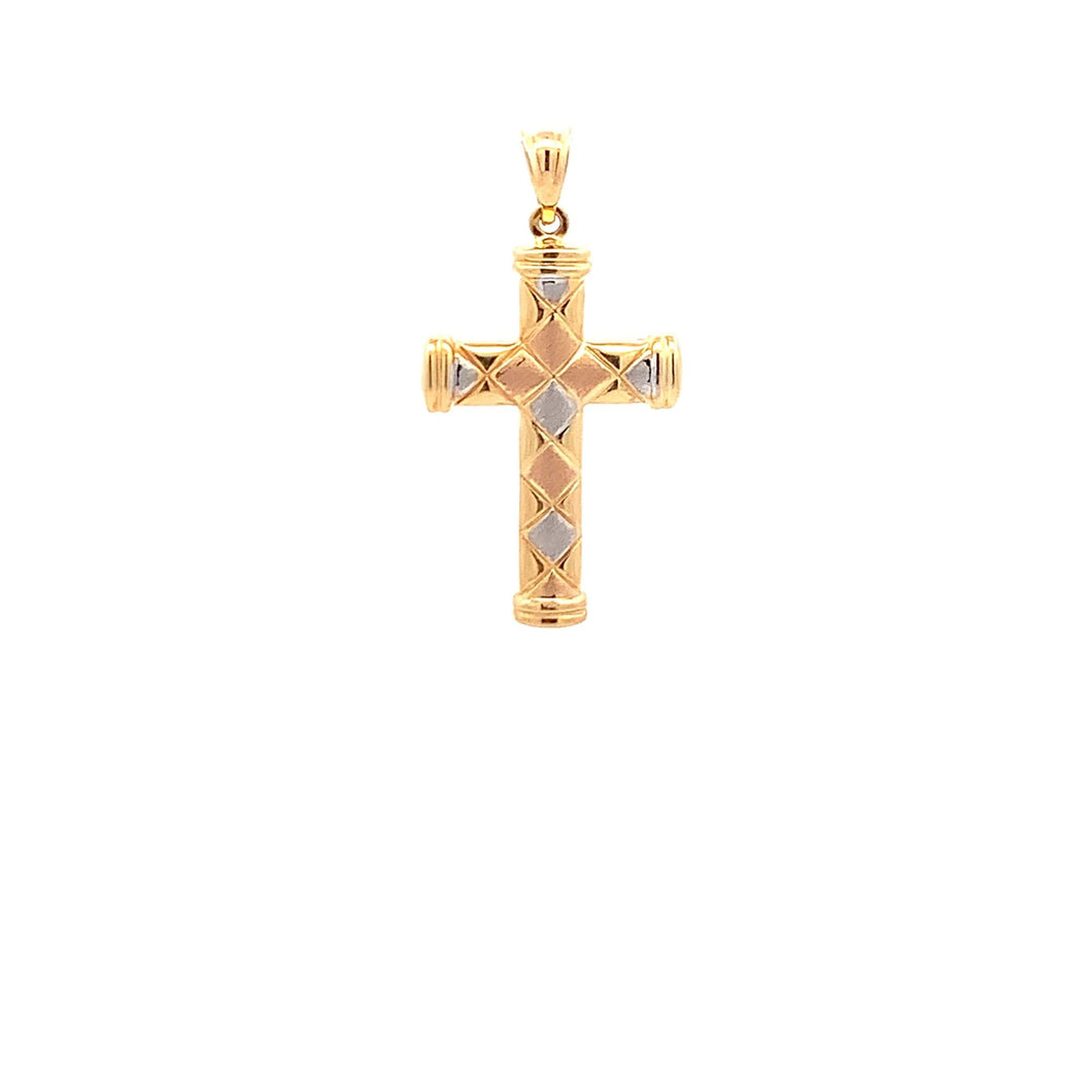 18K Gold Pendant Cross Religious Tricolor  1.56 grams - Rafant