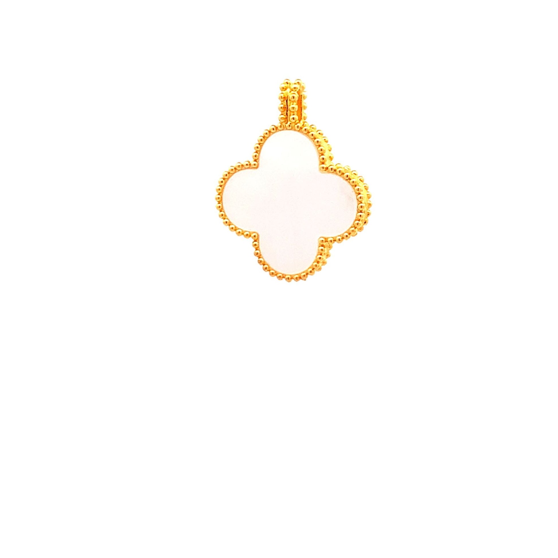18K Yellow Gold Pendant Mother of Pearl Good Luck Charm 1.19 grams - Rafant
