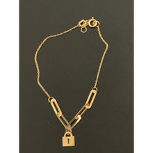 Load image into Gallery viewer, 18K Gold Bracelet Paper Clips Link Lock 6 plus 1 Inches 1.12 grams - Rafant
