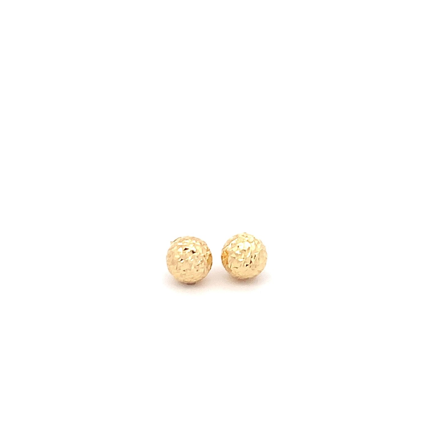 18K Yellow Gold Earrings Stud Ball Textured 1.44 grams - Rafant