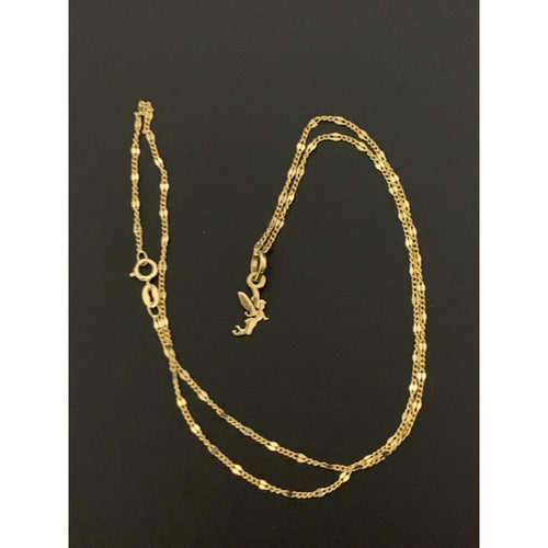 18K Gold Necklace Chain 16 inches  with Fairy Pendant 1.70 grams - Rafant