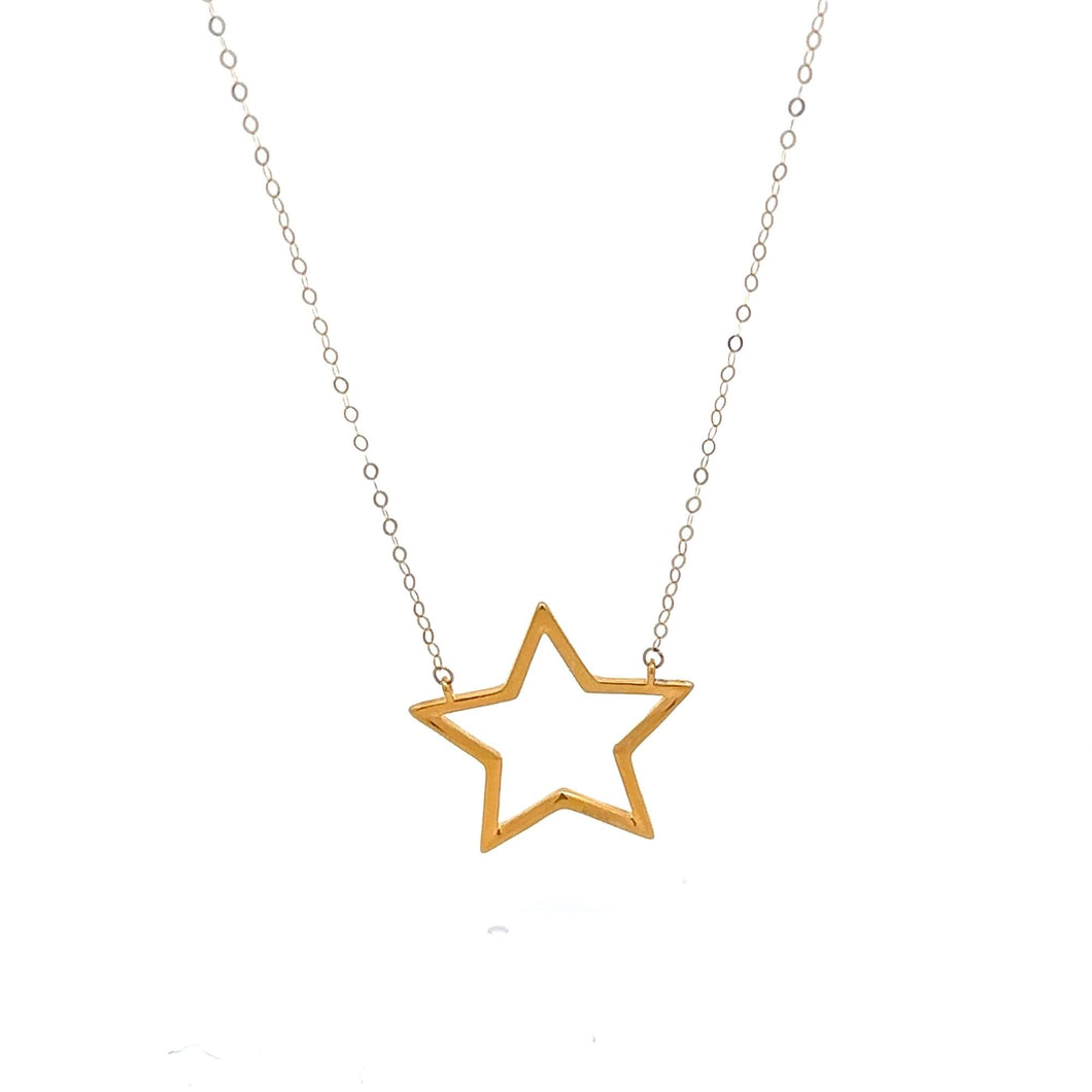 18K Gold Necklace Chain Cable Link Star Pendant 1.37 grams - Rafant