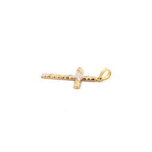 Load image into Gallery viewer, 18K Gold Pendant Cross  Religious Tricolor White Rose Yellow 1.14 grams - Rafant
