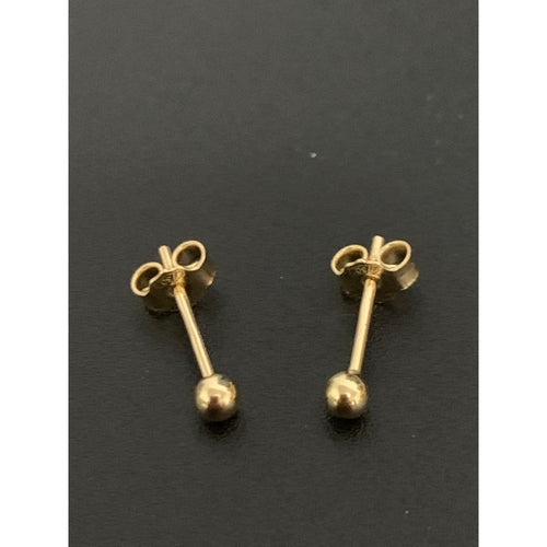 18K Gold Earrings Stud Balls Polished Very Small 0.81 grams - Rafant