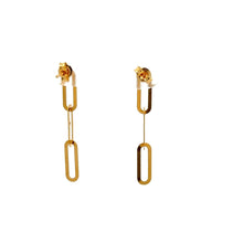 Load image into Gallery viewer, 18K Gold Earrings Drop Dangle Post Paperclip 0.53 grams - Rafant
