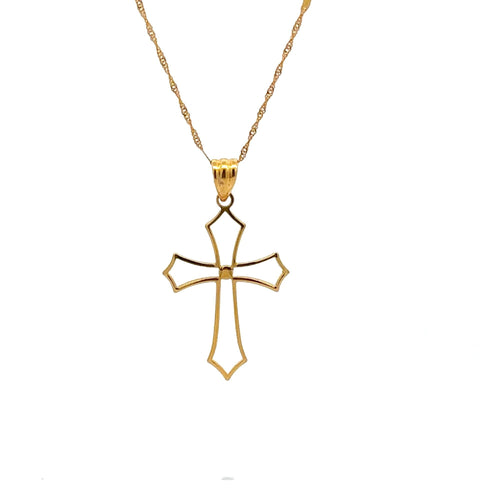 18K Gold Necklace Chain 17.75 inches Pendant Cross Religious 1.14 grams - Rafant