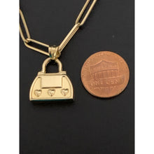 Load image into Gallery viewer, 18K Gold Necklace Chain 16 inches Paperclip and Bag Pendant 6.58 grams - Rafant
