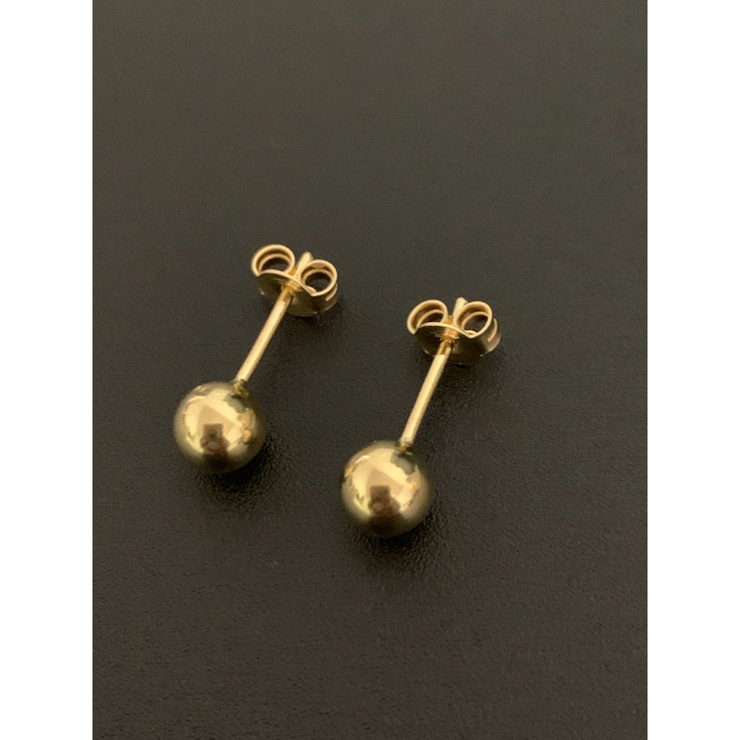 18K Gold Earrings Stud Balls Polished Small 1.55 grams - Rafant