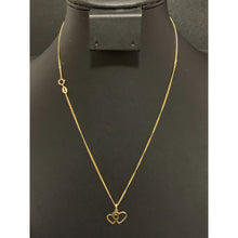 Load image into Gallery viewer, 18K Gold Necklace Chain 18 inches with Double Heart Pendant 1.71 grams - Rafant
