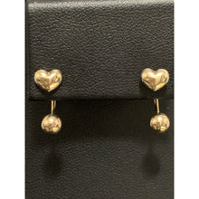 Load image into Gallery viewer, 18K Gold Earrings Cuff Heart Ball Pendant 1.27 grams - Rafant

