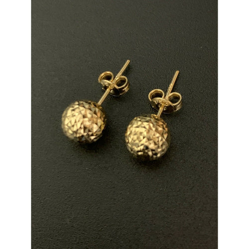 18K Saudi Gold Ball Stud Earrings 1.62 grams - Rafant